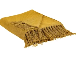 Beliani Torkkupeitto Puuvilla Sinapinkeltainen 125 X 150 Cm Yarsa Hot