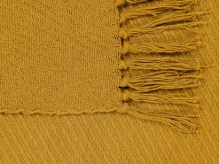 Beliani Torkkupeitto Puuvilla Sinapinkeltainen 125 X 150 Cm Yarsa Hot