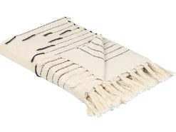 Beliani Torkkupeitto Puuvilla Vaalea Beige/Musta 130 X 170 Cm Uluyol Outlet