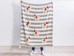 Beliani Torkkupeitto Puuvilla Valkoinen/Harmaa 125 X 150 Cm Namtar Flash Sale