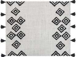 Beliani Torkkupeitto Valkoinen/Musta 130 X 150 Cm Saatli Best