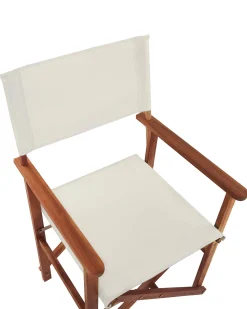 Beliani Tumma Akaasiapuinen Puutarhatuoli Luonnonvalkoisella Kankaalla 2 Kpl Cine Hot