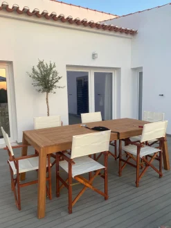 Beliani Tumma Akaasiapuinen Puutarhatuoli Luonnonvalkoisella Kankaalla 2 Kpl Cine Hot