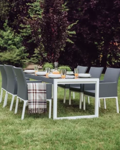 Beliani Tummanharmaa Alumiininen Puutarhatuoli 8 Kpl Bacoli Best