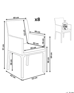 Beliani Tummanharmaa Alumiininen Puutarhatuoli 8 Kpl Bacoli Best