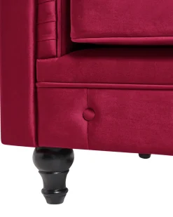 Beliani Tummanpunainen Samettiverhoiltu Nojatuoli Chesterfield Outlet