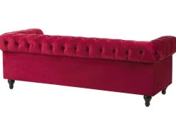 Beliani Tummanpunainen Samettiverhoiltu Sohvaryhma Chesterfield Sale