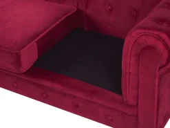 Beliani Tummanpunainen Samettiverhoiltu Sohvaryhma Chesterfield Sale