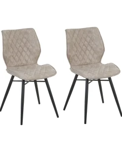 Beliani Tuoli Kangas Beige 2 Kpl Lisle New