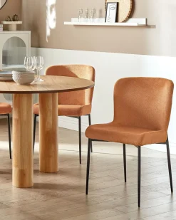 Beliani Tuoli Kangas Oranssi 2 Kpl Ada Sale