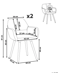 Beliani Tuoli Kangas Vaaleanharmaa 2 Kpl Chicago Online