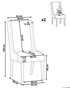 Beliani Tuoli Kangas Vaaleanharmaa 2 Kpl Chambers Discount