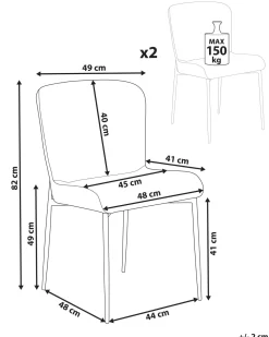 Beliani Tuoli Kangas Vaaleanharmaa 2 Kpl Ada New