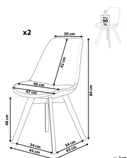 Beliani Tuoli Kangas Vaaleansininen 2 Kpl Dakota Ii Discount