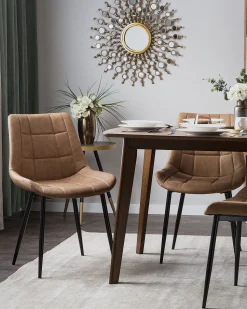 Beliani Tuoli Keinonahka Kullanruskea 2 Kpl Melrose Best