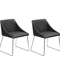 Beliani Tuoli Keinonahka Musta 2 Kpl Arcata Cheap