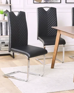 Beliani Tuoli Keinonahka Musta 2 Kpl Picknes New