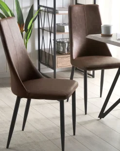 Beliani Tuoli Keinonahka Ruskea 2 Kpl Clayton Discount