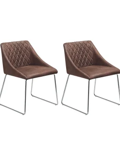 Beliani Tuoli Keinonahka Tummanruskea 2 Kpl Arcata Discount