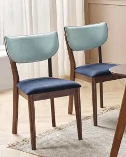 Beliani Tuoli Kumipuu Sininen/Tumma Puu 2 Kpl Moka Flash Sale