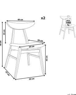 Beliani Tuoli Kumipuu Tumma Puu/Valkoinen 2 Kpl Lynn Flash Sale