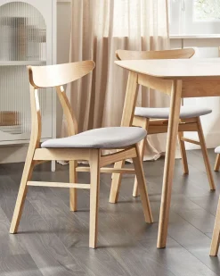 Beliani Tuoli Kumipuu Vaalea Puu/Vaaleanharmaa 2 Kpl Lynn Fashion