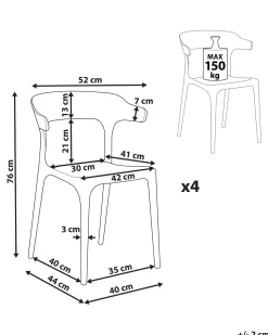 Beliani Tuoli Muovi Harmaa 4 Kpl Gubbio Sale
