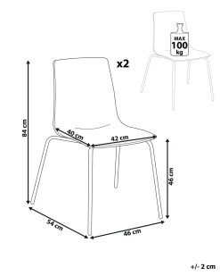 Beliani Tuoli Muovi Kirkas 2 Kpl Silerton Hot