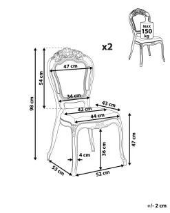 Beliani Tuoli Muovi Kirkas 2 Kpl Vermont Ii Fashion