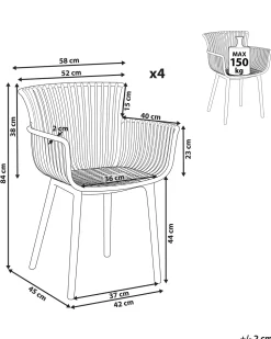 Beliani Tuoli Muovi Punainen 4 Kpl Pesaro Discount