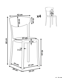 Beliani Tuoli Muovi Tummanharmaa 4 Kpl Vieste Cheap