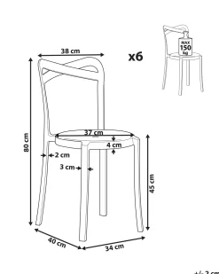 Beliani Tuoli Muovi Turkoosi 6 Kpl Camogli New