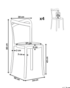 Beliani Tuoli Muovi Turkoosi 4 Kpl Camogli Cheap