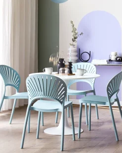 Beliani Tuoli Muovi Vaaleansininen 4 Kpl Ostia Discount