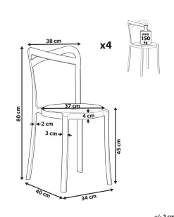 Beliani Tuoli Muovi Valkoinen 4 Kpl Camogli Cheap