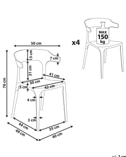 Beliani Tuoli Muovi Valkoinen 4 Kpl Gubbio Discount
