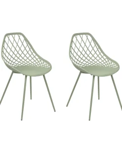 Beliani Tuoli Muovi Vihrea 2 Kpl Canton Ii Hot