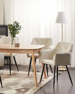 Beliani Tuoli Sametti Kermanvalkoinen 2 Kpl Jasmin Outlet