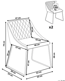 Beliani Tuoli Sametti Laivastonsininen 2 Kpl Arcata Outlet