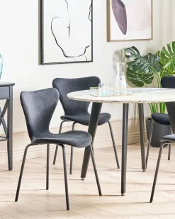 Beliani Tuoli Sametti Musta 2 Kpl Boonville Shop