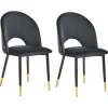 Beliani Tuoli Sametti Musta 2 Kpl Magalia Best Sale