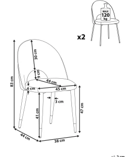 Beliani Tuoli Sametti Musta 2 Kpl Magalia Best Sale
