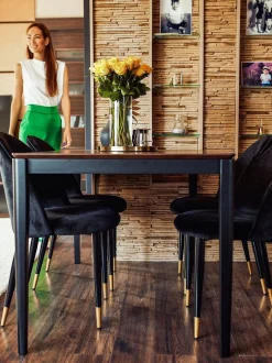 Beliani Tuoli Sametti Musta 2 Kpl Magalia Best Sale