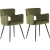 Beliani Tuoli Sametti Oliivinvihrea 2 Kpl Sanilac Cheap