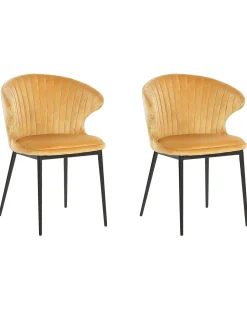 Beliani Tuoli Sametti Sinapinkeltainen 2 Kpl Augusta Best