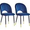 Beliani Tuoli Sametti Sininen 2 Kpl Magalia Best