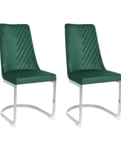 Beliani Tuoli Sametti Smaragdinvihrea 2 Kpl Altoona Store