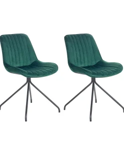 Beliani Tuoli Sametti Smaragdinvihrea 2 Kpl Navasota Cheap