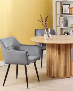 Beliani Tuoli Sametti Tummanharmaa 2 Kpl Jasmin Discount