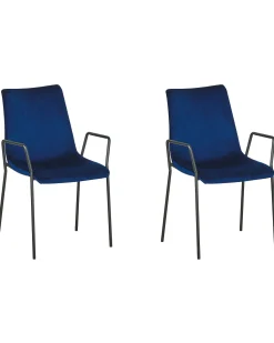 Beliani Tuoli Sametti Tummansininen 2 Kpl Jefferson Store